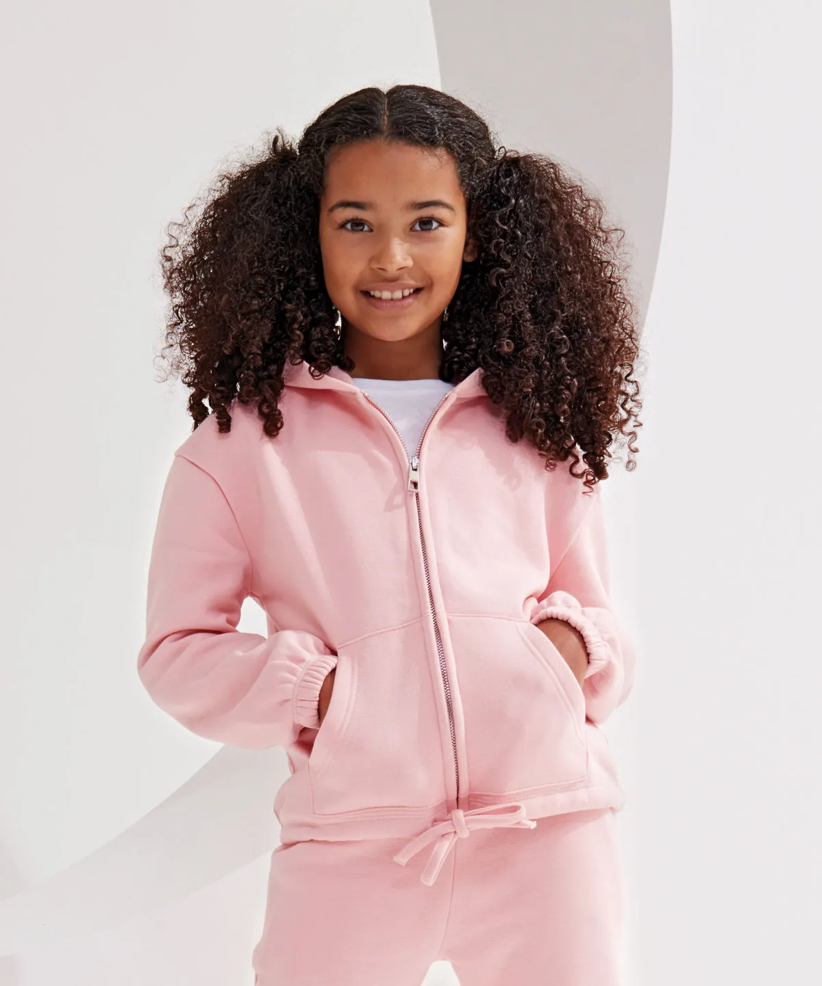 Kids TriDri® recycled cropped oversize full-zip hoodie | Navy