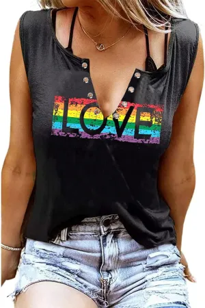KIMSOONG Pride Shirt Women Rainbow Graphic Tee Funny Love Letter Print T Shirt LGBT Equality Tank Tops Casual Sleeveless Tops