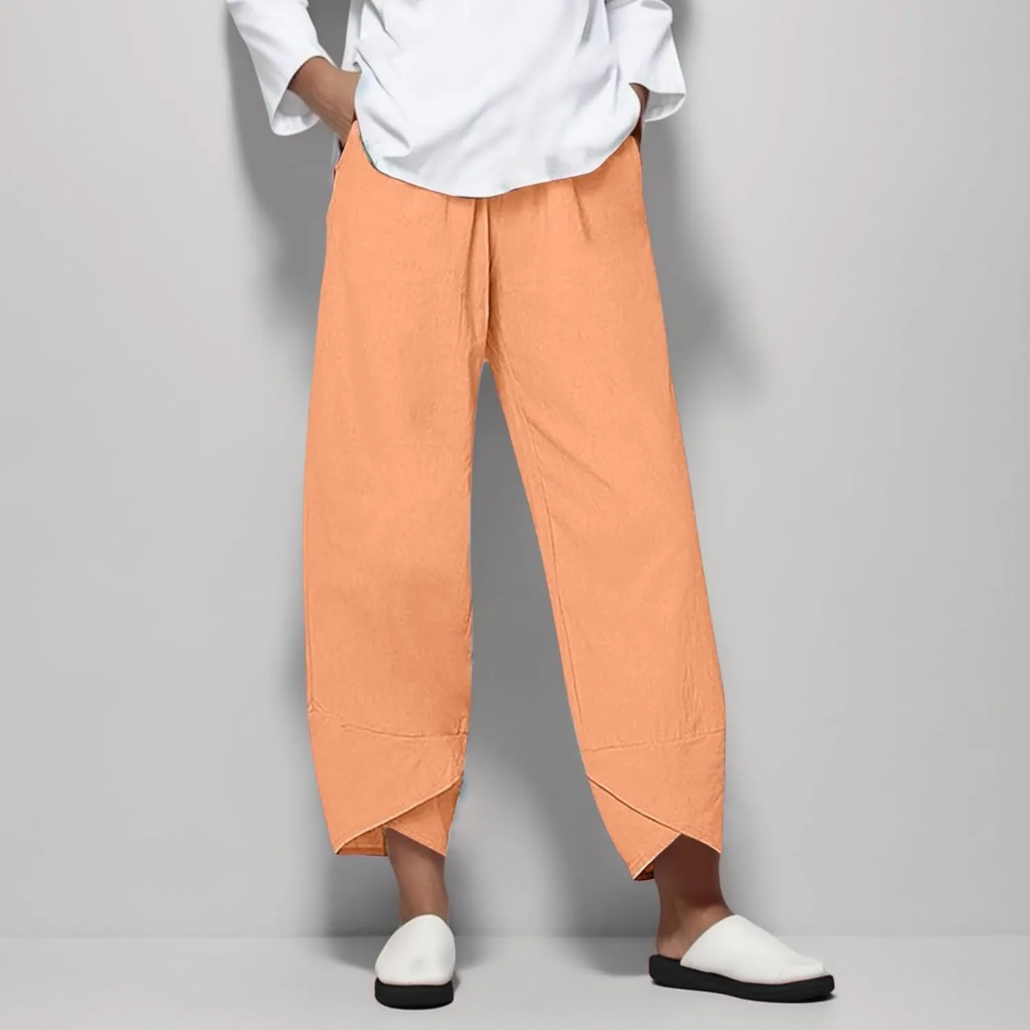 Lady Trouser Pant Summer Pants High Casual Waist Long Solid Cotton Pants 70s Pants Women Sexy Lounging