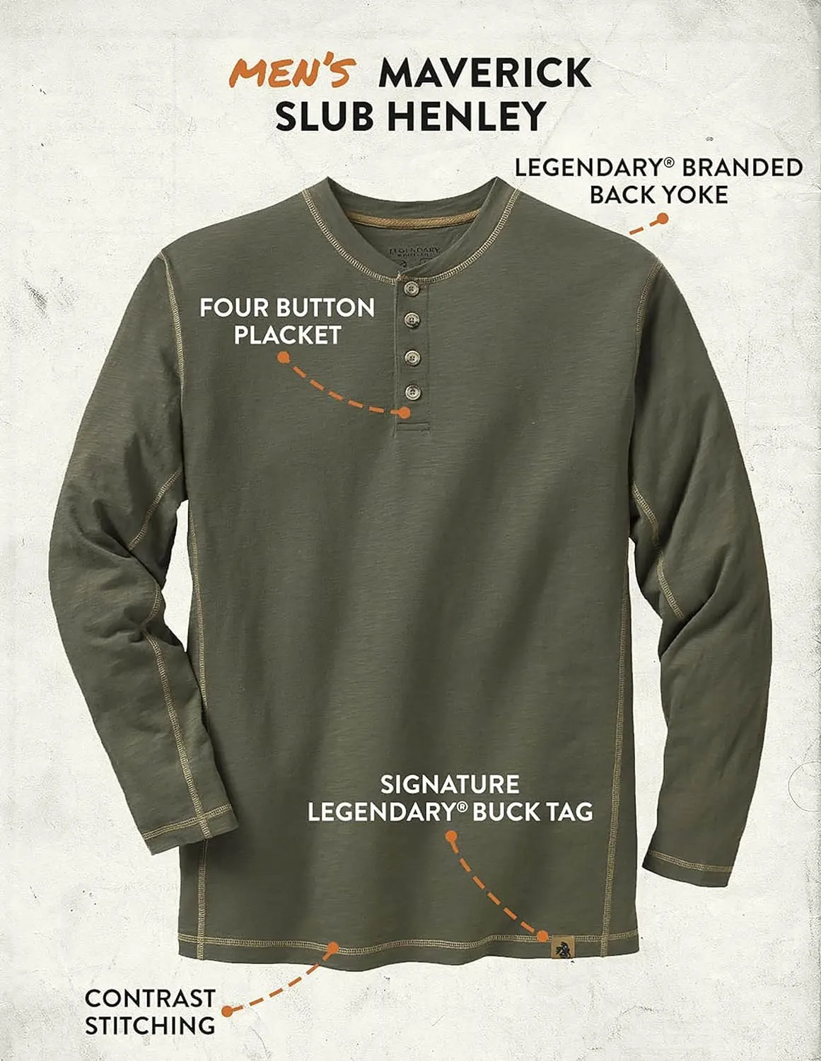 Legendary Whitetails Men's Maverick Slub Henley Shirt
