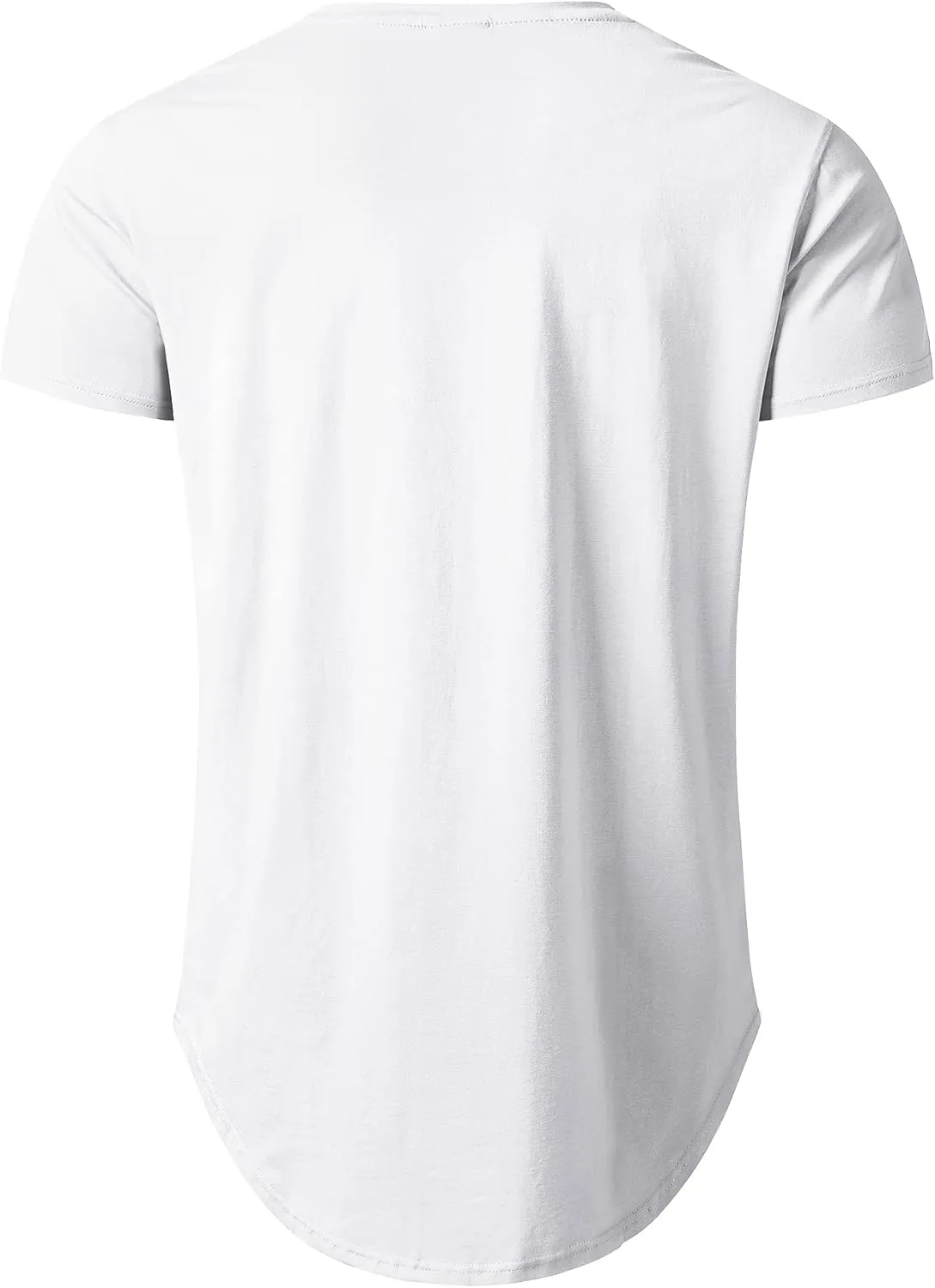 LETAOTAO Mens Hipster Longline T-Shirt Drop Cut Scallop Long Tail Slim Fit Bodybuilding Gym Muscle Workout Tee