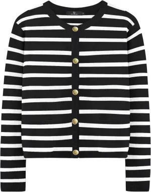LILLUSORY Women Striped Cardigan Sweaters 2025 Fall Outfit Cloth Fashion Trendy Casual Long Sleeve Tops