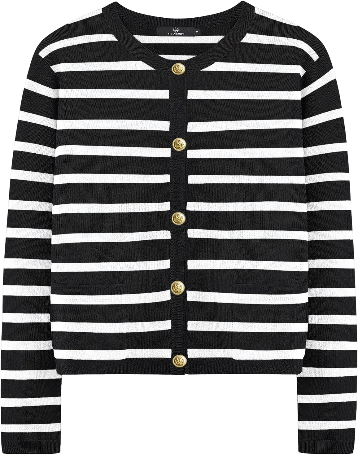 LILLUSORY Women Striped Cardigan Sweaters 2025 Fall Outfit Cloth Fashion Trendy Casual Long Sleeve Tops