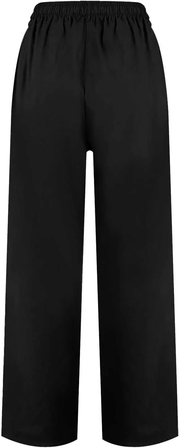 Linen Capri Pants Women Summer Wide Leg Cropped Pants Loose Cotton Ankle Trousers Elastic High Waist Workout Pants