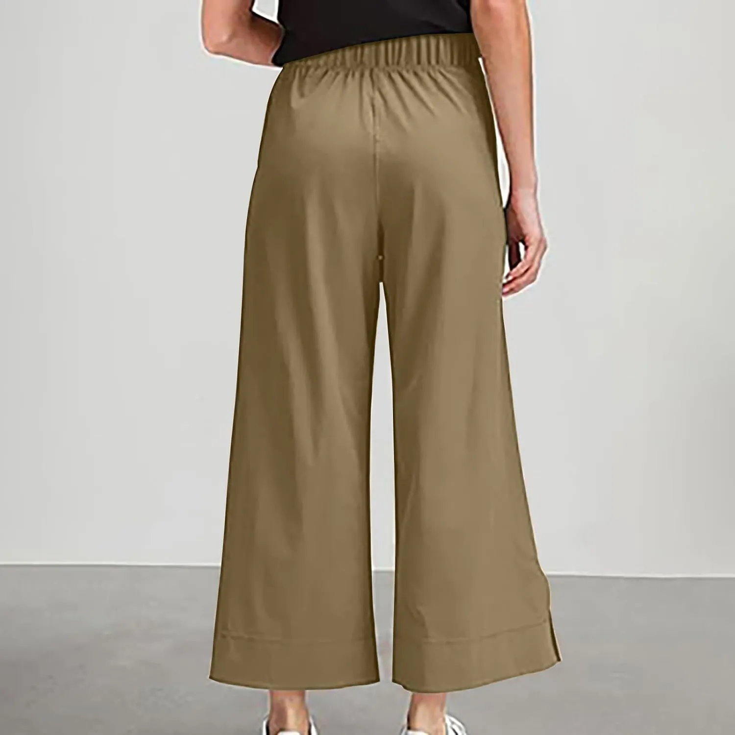 Linen Pants Women 2025 Summer Wide Leg High Waisted Lightweight Womens Trousers with Pockets Loose Casual Lounge Pant