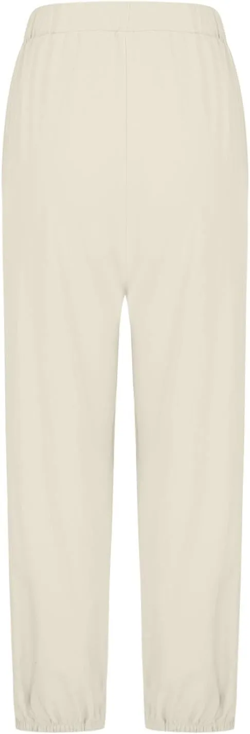 Linen Pants Women Drawstring Capri Pants Summer Casual High Waist Pants Button Slit Trousers Baggy Slacks with Pocket