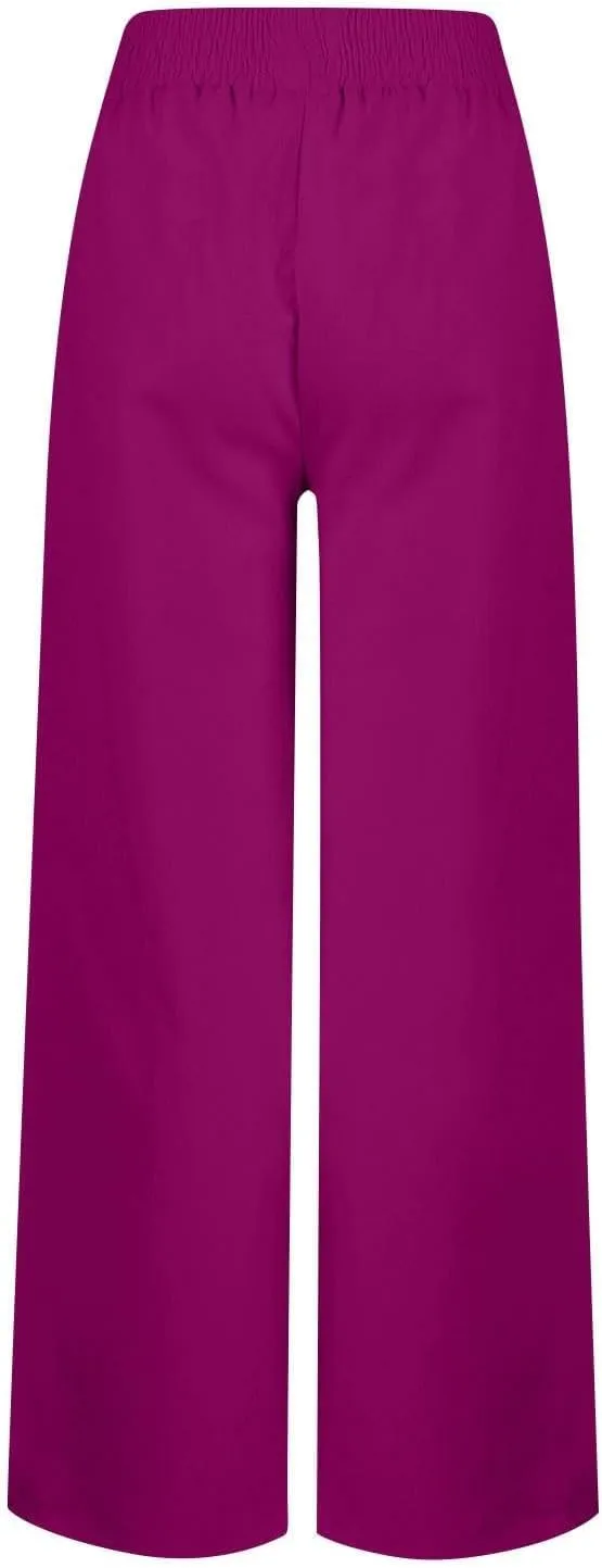 Linen Pants Women High Waisted Wide Leg Lounge Palazzo Capri Pants Summer Business Casual Work Pants Trousers 2025