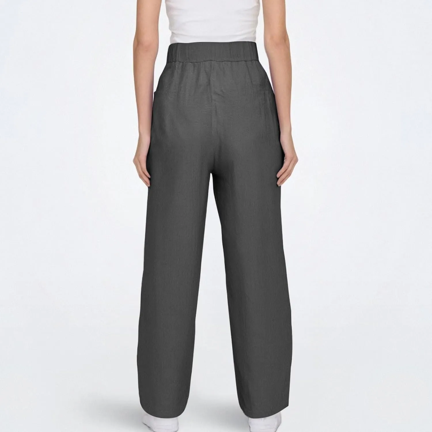 Linen Pants Women Summer Casual Cotton Linen Pants High Waisted Drawstring Lounge Pants Beach Trousers