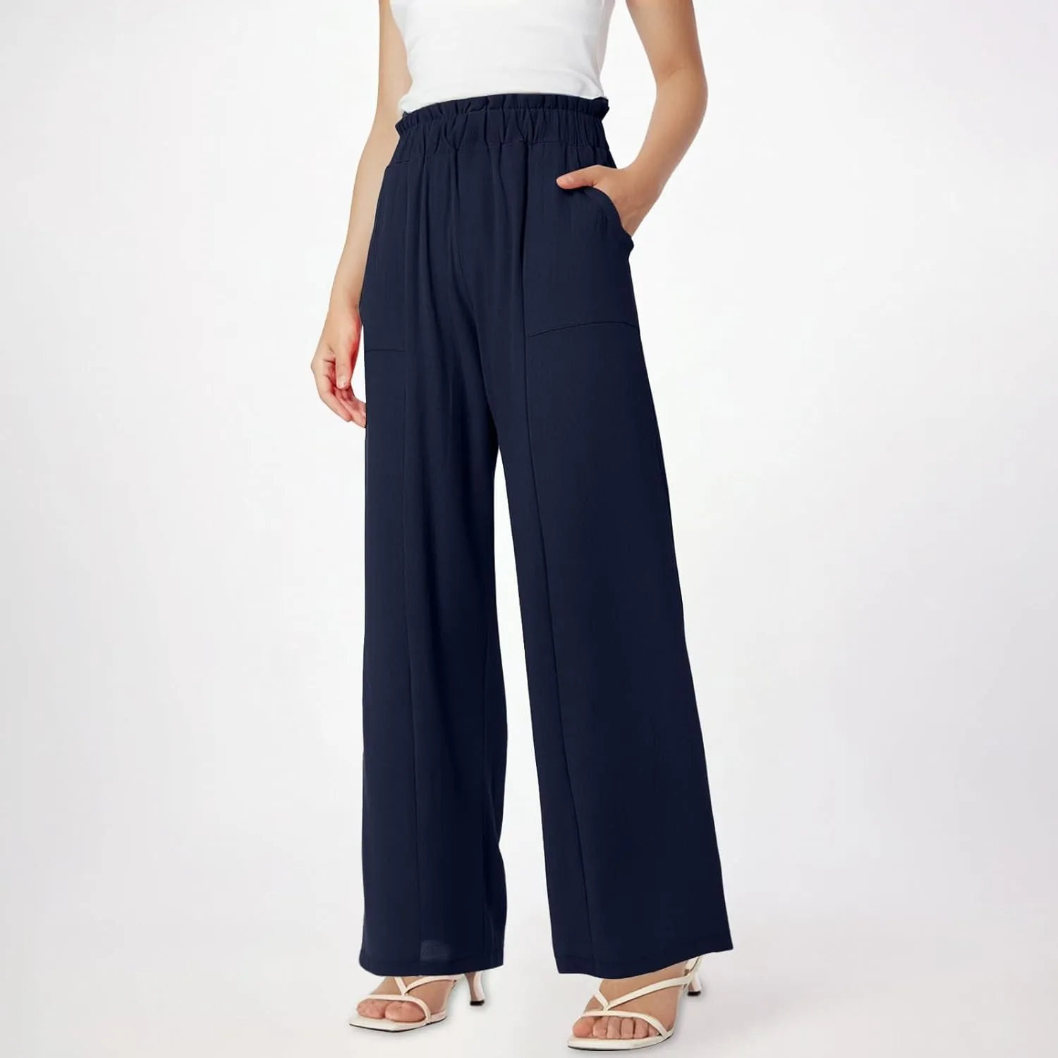 Linen Pants Women Wide Leg High Waist Casual Loose Palazzo Pants Summer Lightweight Flowy Beach Trousers Outfits 2025