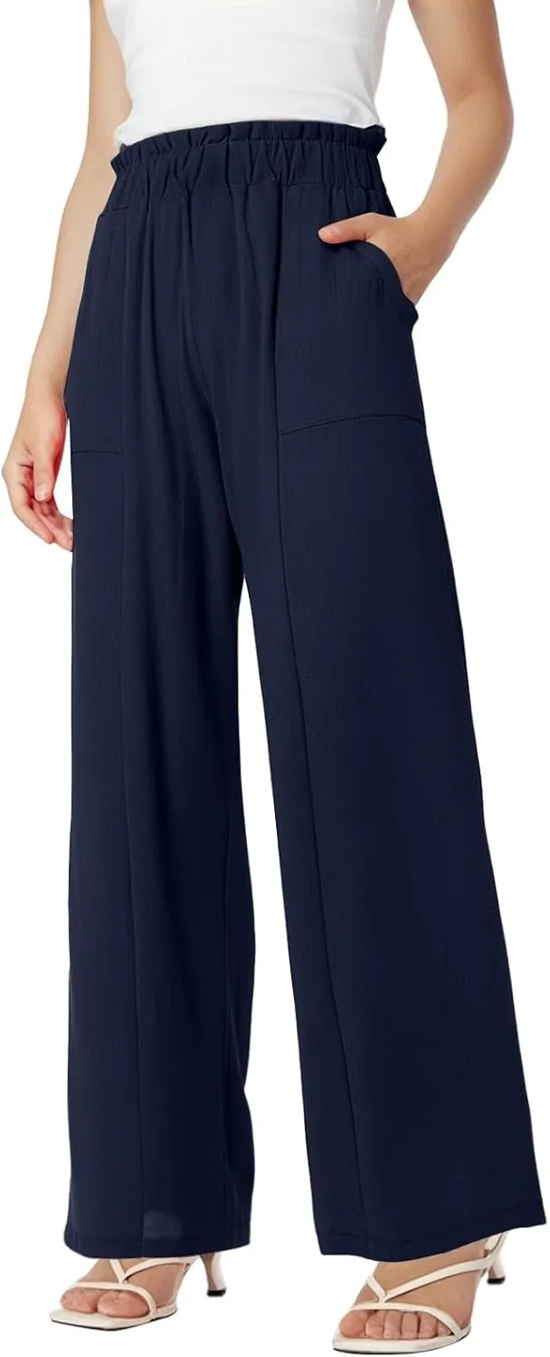 Linen Pants Women Wide Leg High Waist Casual Loose Palazzo Pants Summer Lightweight Flowy Beach Trousers Outfits 2025
