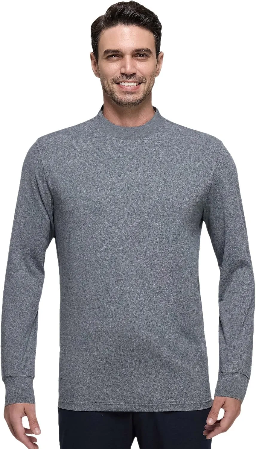 Long Sleeve Shirts for Men Mock Turtleneck Moisture Wicking Business Casual Pullover Undershirts Mens Tee Shirt Top