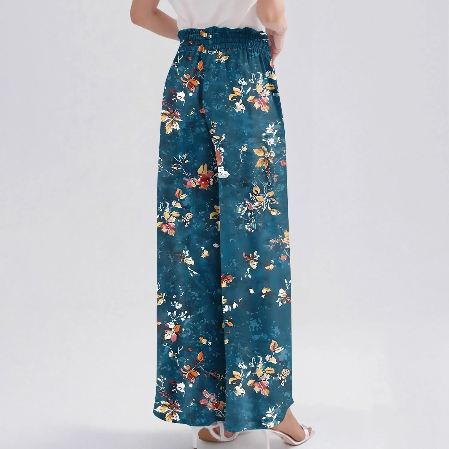 Loose Pants for Women Baggy Boho High Waisted Bohemian Print Flowy Loose Fit Plus Size Wide Leg Trousers
