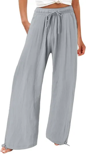 Lounge Pants for Women Loose Fit 2025 Baggy Y2K Summer Stretchy Boho Beach Pants Resort Wear Beach Trendy Palazzo Trousers