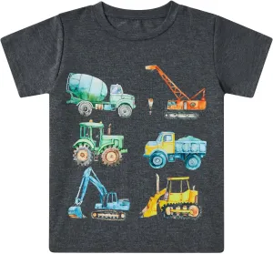 Lovekider Construction Shirt for 3-6T Boys Funny Truck Toddler Kids T-Shirt Short Sleeve Car Tractor Excavator Tee Shirts