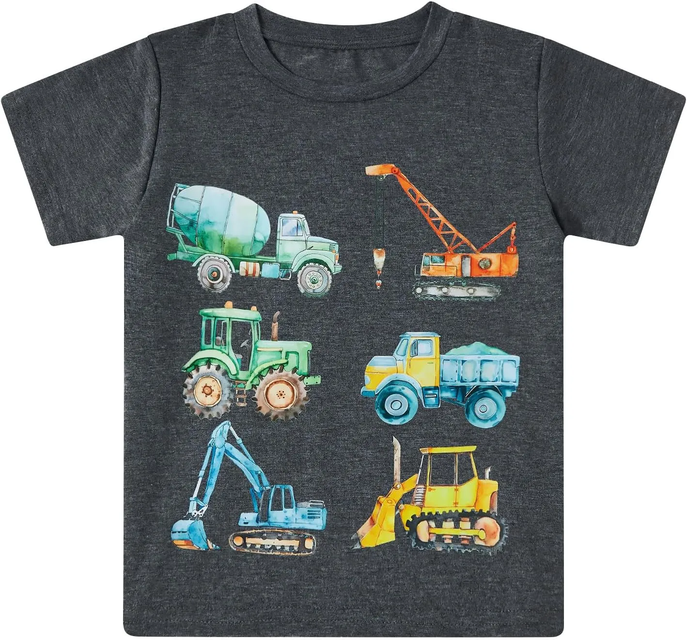 Lovekider Construction Shirt for 3-6T Boys Funny Truck Toddler Kids T-Shirt Short Sleeve Car Tractor Excavator Tee Shirts