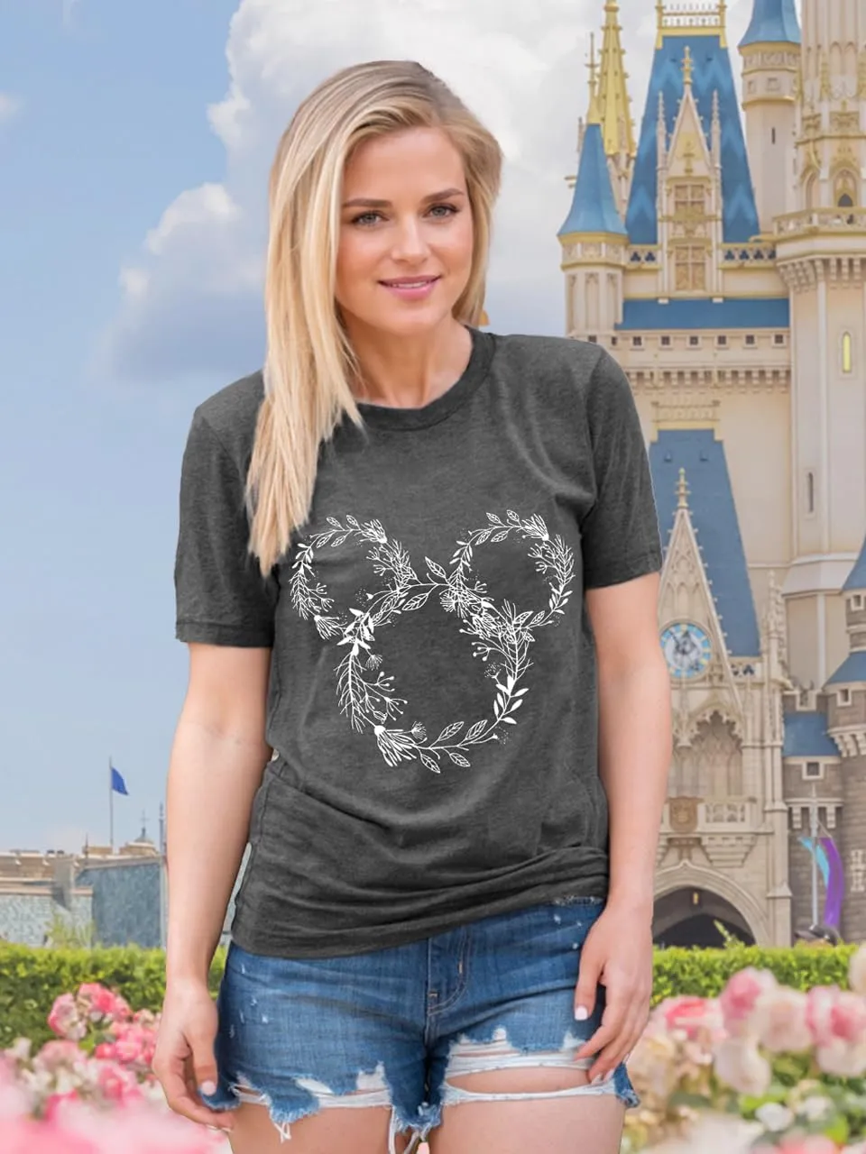 Magic Kingdom Castle Shirt Women Casual Vacation Holiday Short Sleeve Boho Clothes for Women Summer Fairy Cute Tops