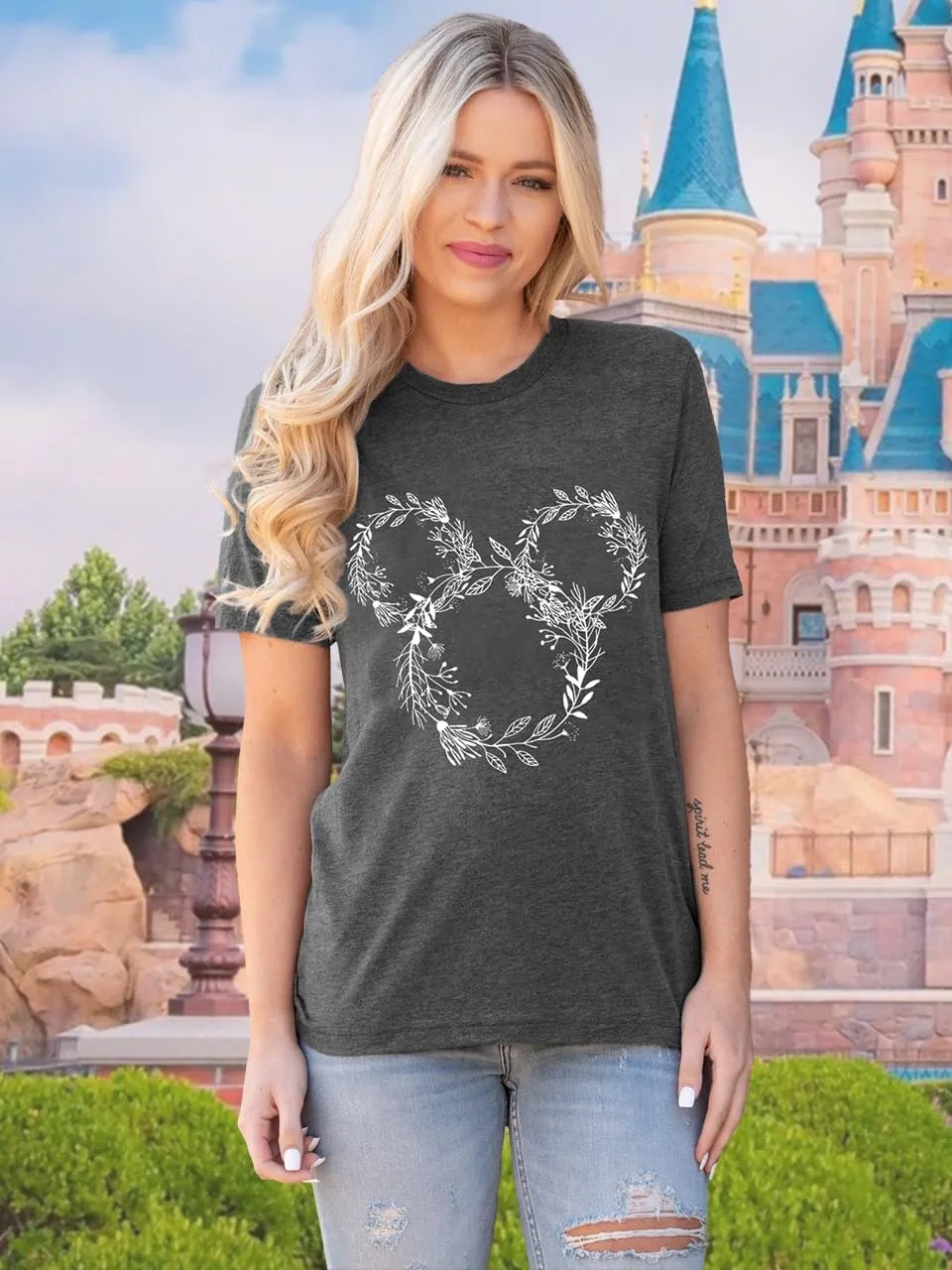 Magic Kingdom Castle Shirt Women Casual Vacation Holiday Short Sleeve Boho Clothes for Women Summer Fairy Cute Tops