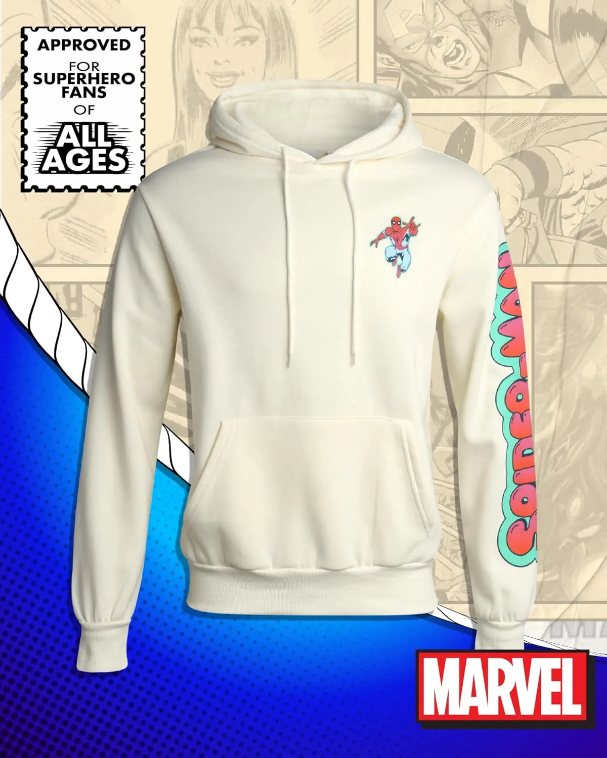 Marvel Mens Avengers Fleece Hoodie Sweatshirt  Retro Iron Man, Hulk, Captain America, Thor, Spider-Man