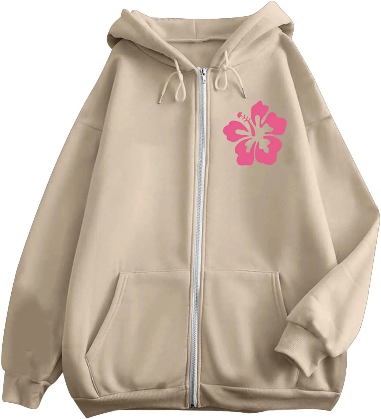 Meet Me at The Ocean Hoodies for Women Casual Letter Graphic Zip Up Hoodie with Pockets Drawstring Y2K Hooded Sweatshirts
