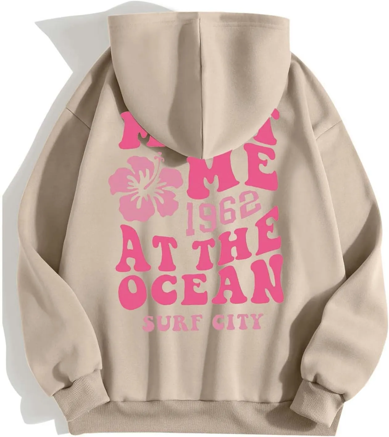 Meet Me at The Ocean Hoodies for Women Casual Letter Graphic Zip Up Hoodie with Pockets Drawstring Y2K Hooded Sweatshirts