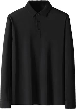 Men Autumn Spring Polo Shirts Classic Long Sleeve Tee Breathable Cooling Quick Dry Nylon Men Golf T-Shirt