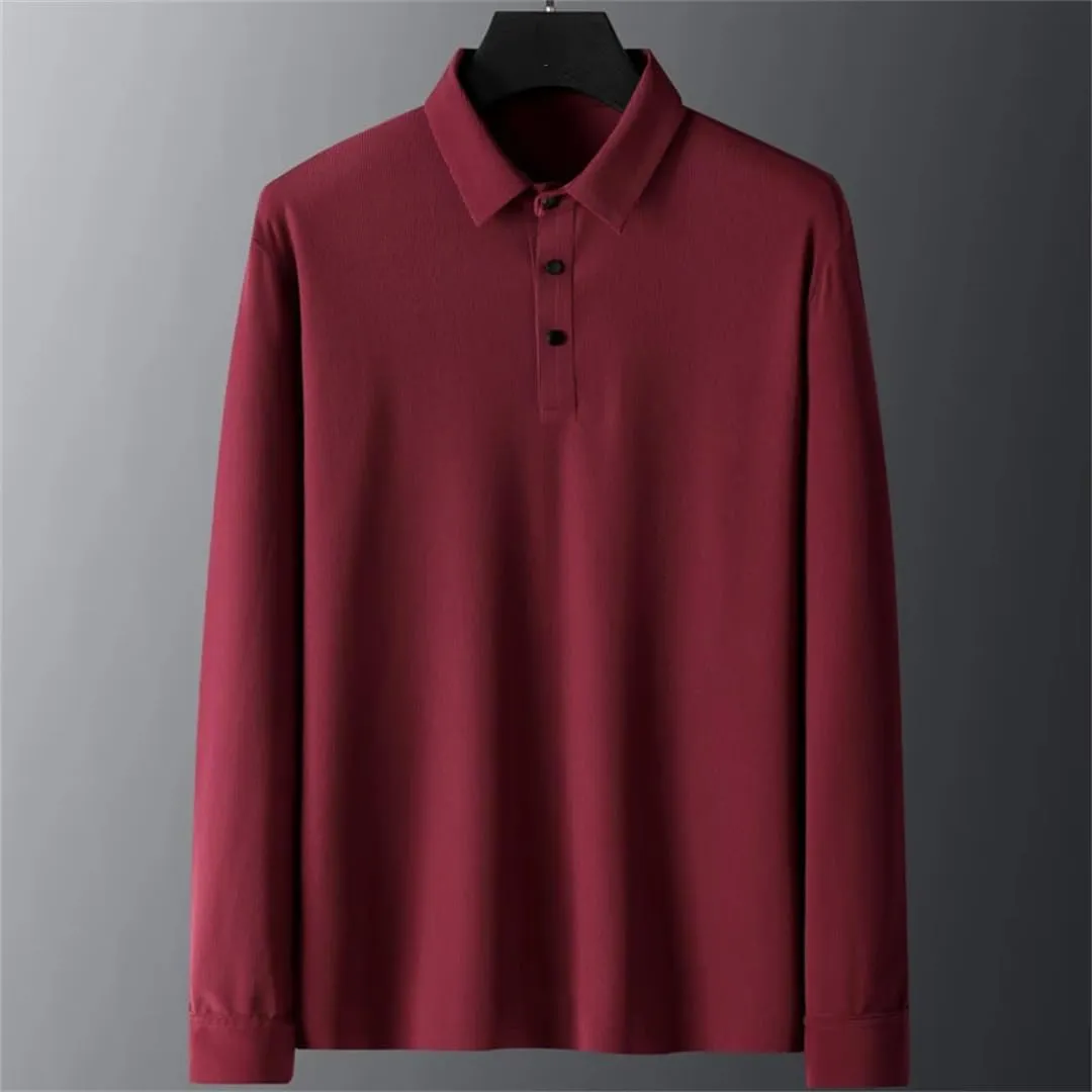 Men Autumn Spring Polo Shirts Classic Long Sleeve Tee Breathable Cooling Quick Dry Nylon Men Golf T-Shirt