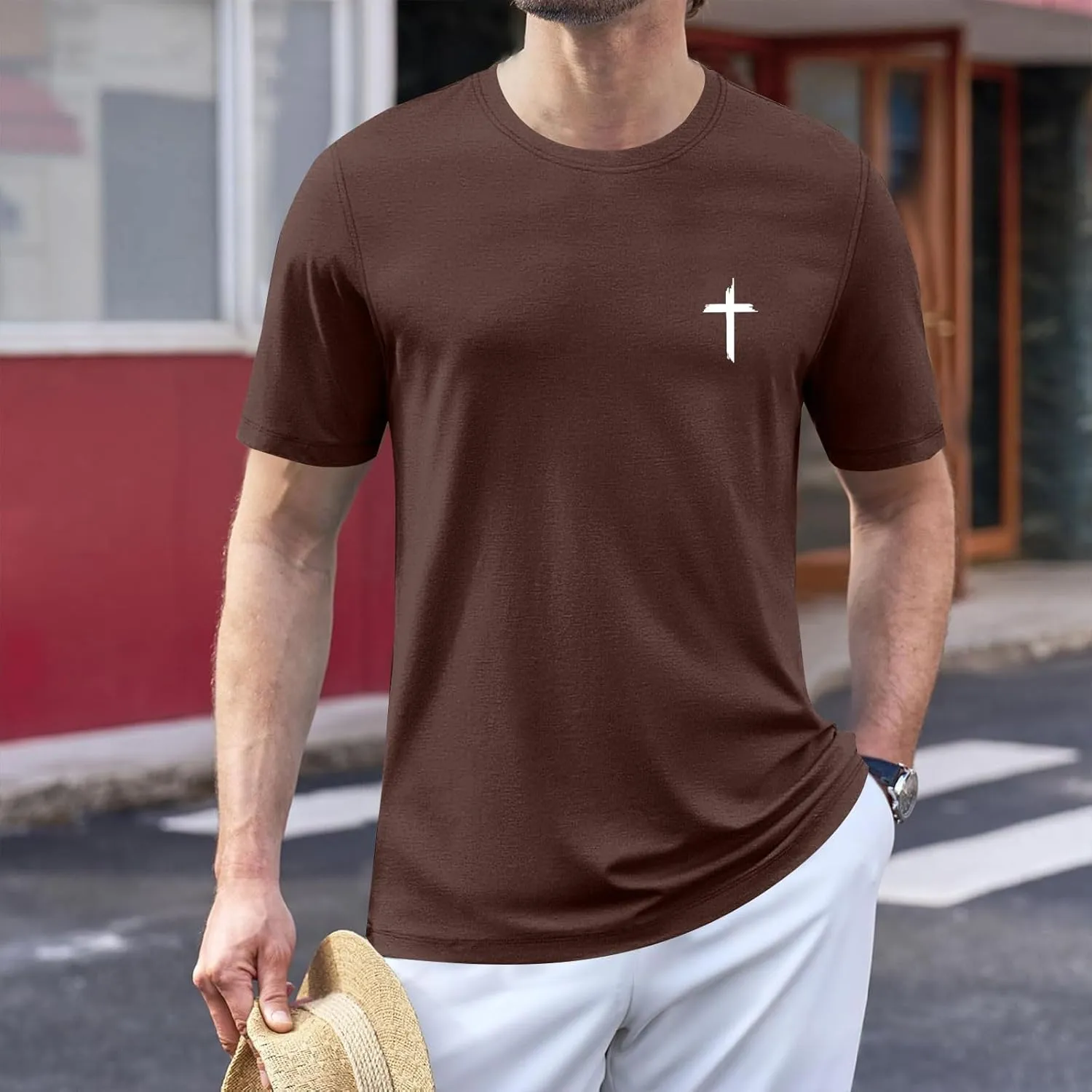 Men Basic Active T Shirt Quick Dry Outdoor Top Breathable Hiking Ready Graphic Comfort Fit Tunics