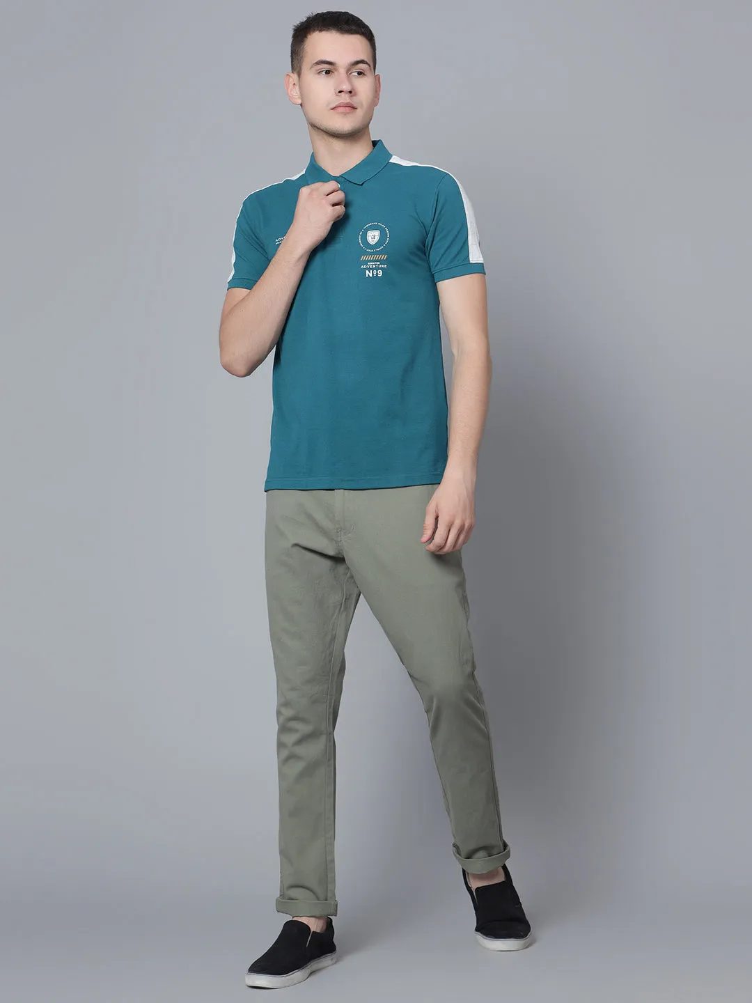 Men Teal Polo T-Shirt