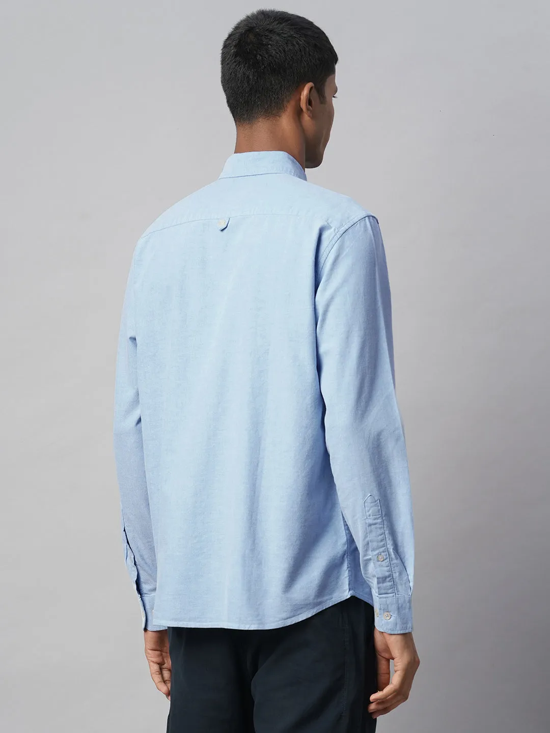 Men's Blue 100% Cotton Regular Fit Shirt