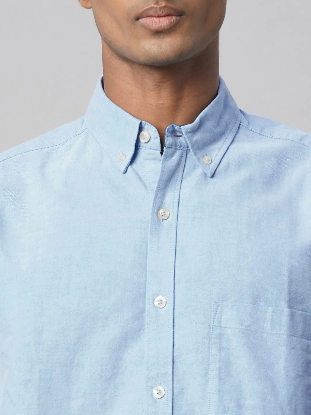 Men's Blue 100% Cotton Regular Fit Shirt
