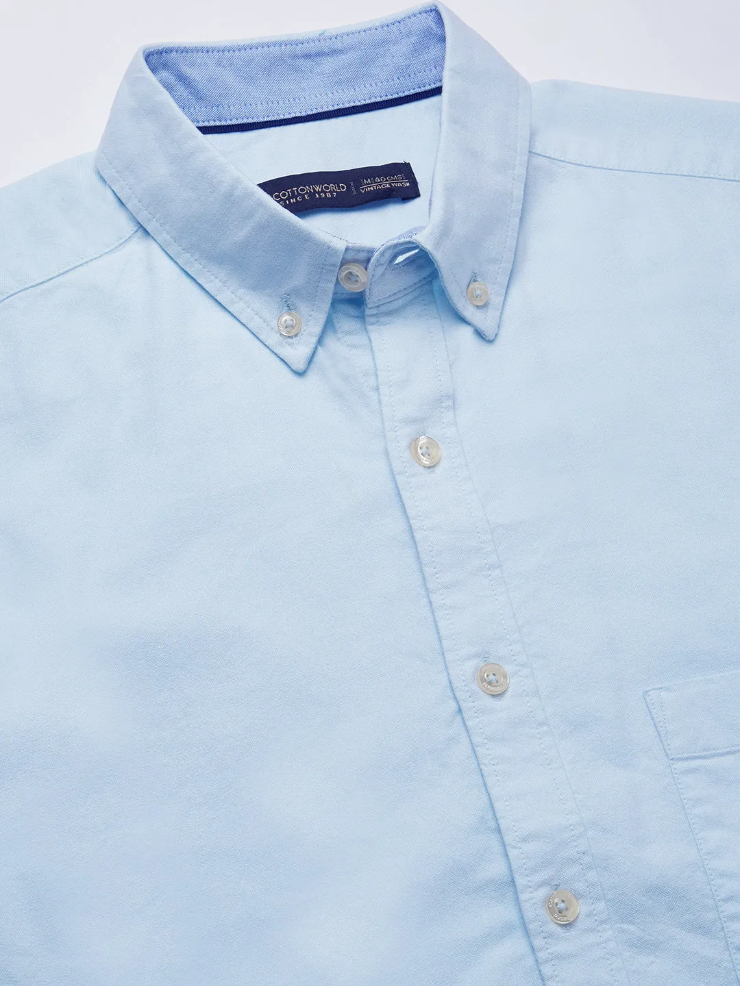Men's Blue 100% Cotton Regular Fit Shirt