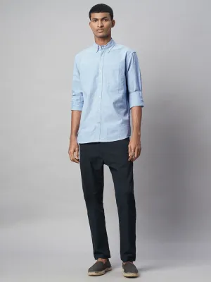 Men's Blue 100% Cotton Regular Fit Shirt