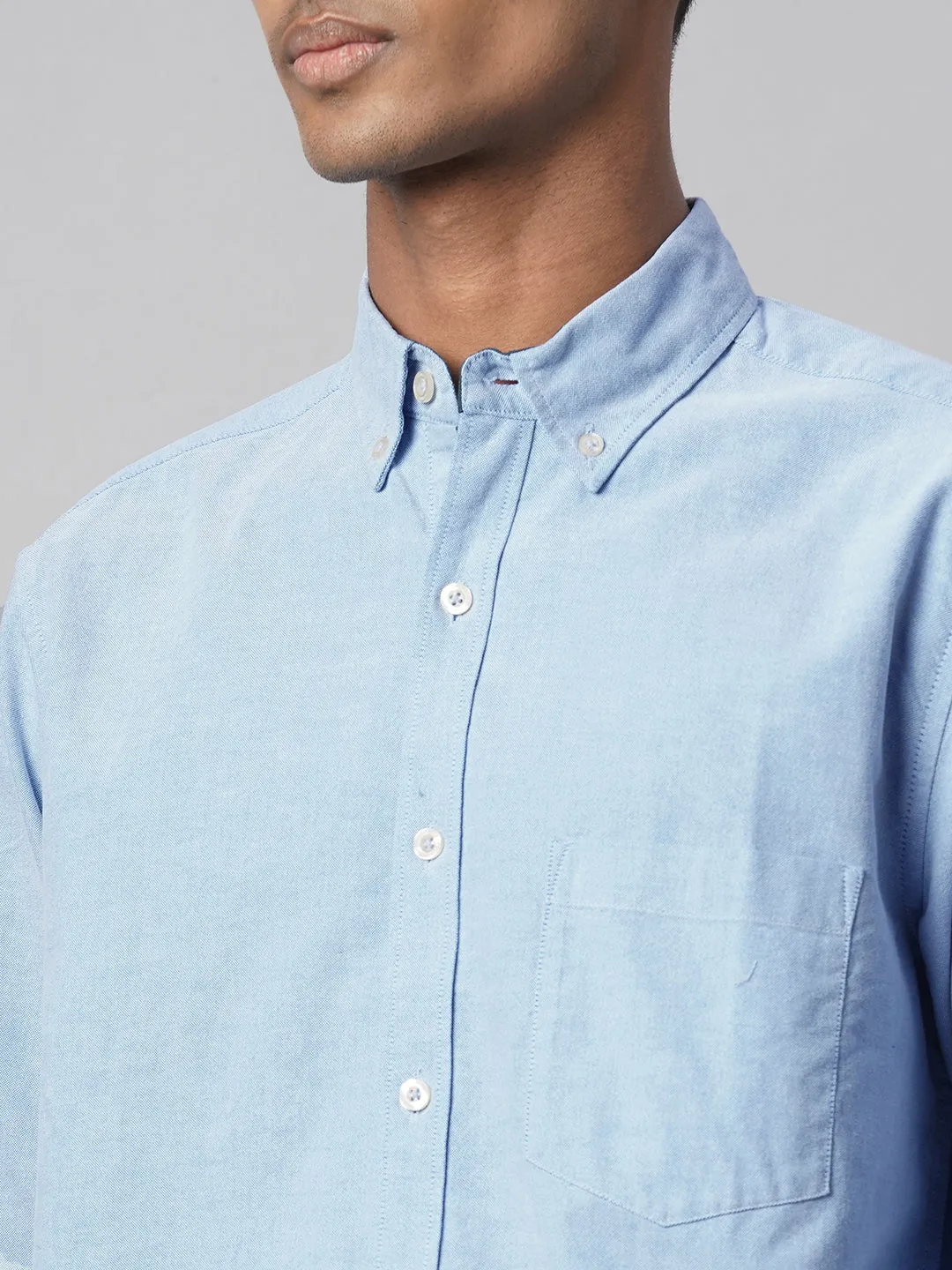Men's Blue 100% Cotton Regular Fit Shirt