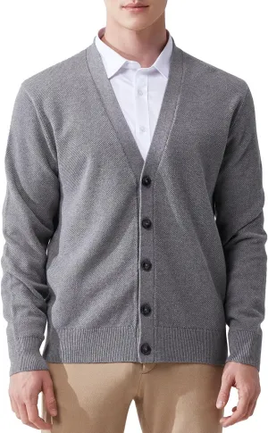 Mens Casual Slim Fit Vneck Long Sleeve Button Down Cardigan Sweater