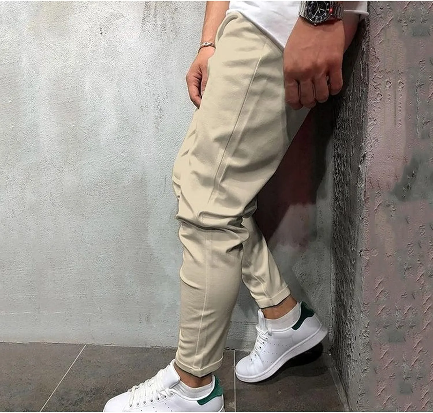 Mens Chino Linen Cotton Jogger Pants Casual Drawstring Loose Summer Yoga Beach Sweatpants Big and Tall Lounge Pants