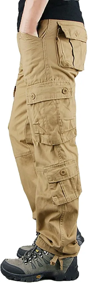 Men's Cotton Casual Pant Mens Casual Waist Color Sports Hat Multi Woven Pocket Foot Rope Solid Pants Outdoor Apparel