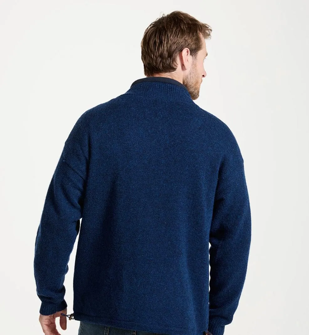 Men's Irish Wool Sweater, Full Zip, Front Pockets, Lined Interior, Gray