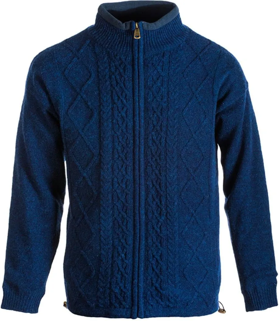 Men's Irish Wool Sweater, Full Zip, Front Pockets, Lined Interior, Gray