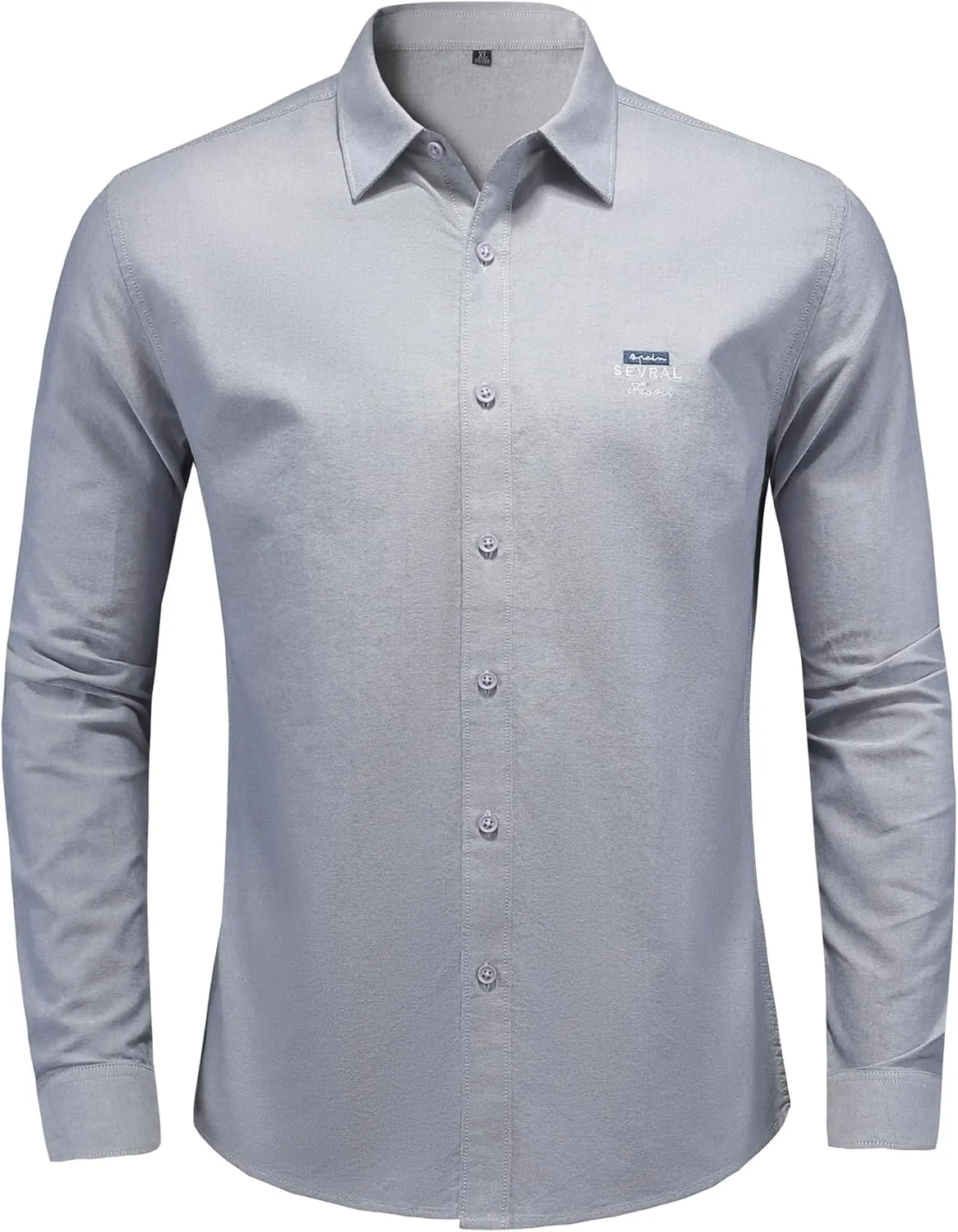 Men's Long Sleeve Button Down Dress Shirt, Wrinkle Resistant Stretch, Solid Color with Pocket