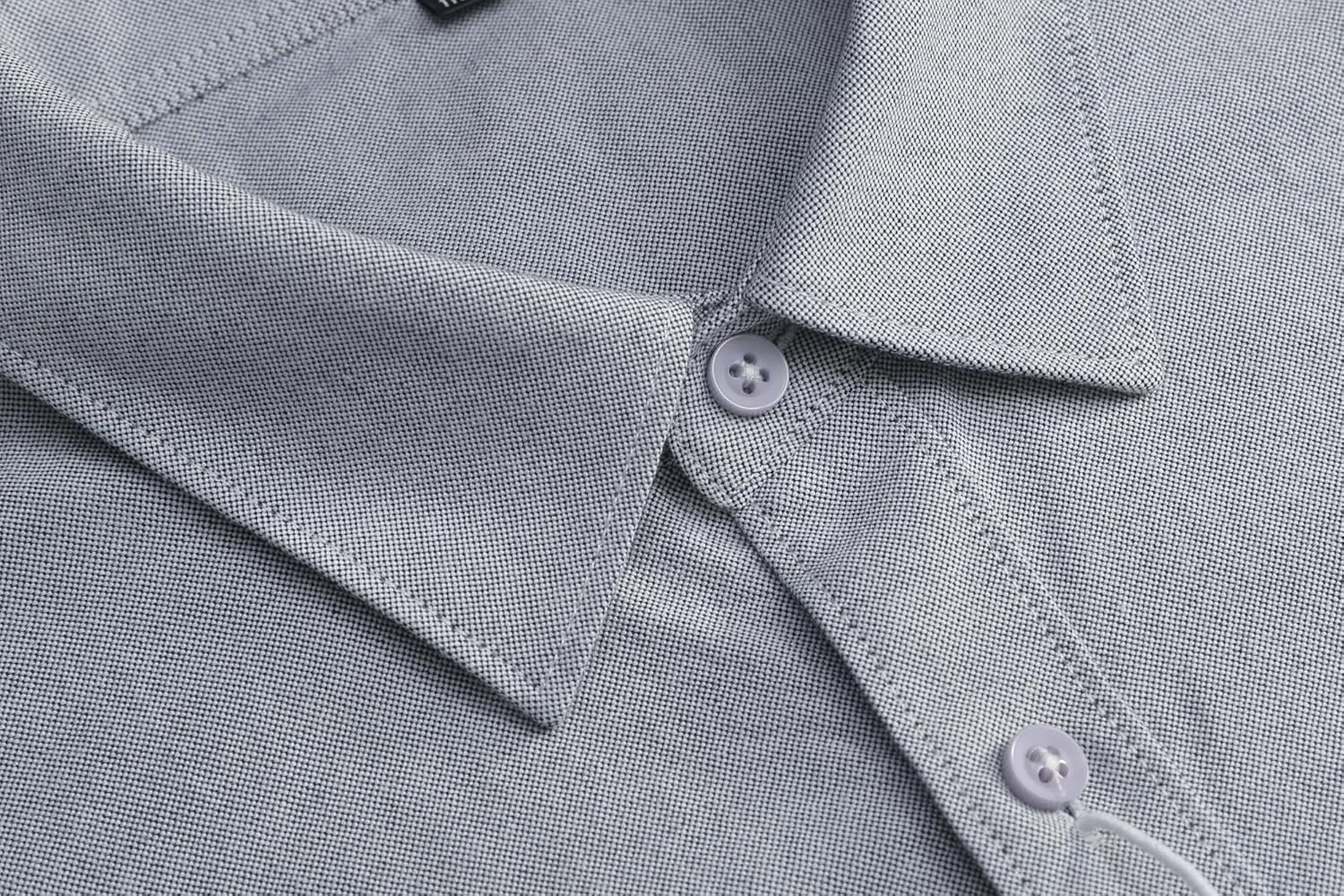 Men's Long Sleeve Button Down Dress Shirt, Wrinkle Resistant Stretch, Solid Color with Pocket