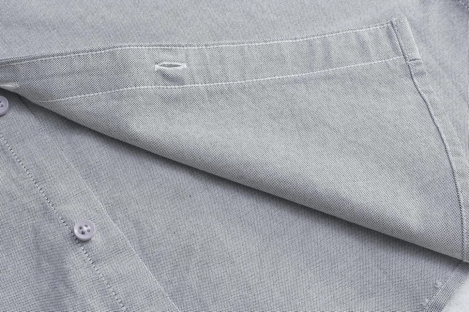 Men's Long Sleeve Button Down Dress Shirt, Wrinkle Resistant Stretch, Solid Color with Pocket