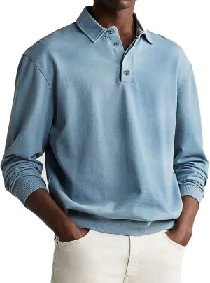 Mens Long Sleeve Casual Polo Shirts Quick Dry Outdoor Collared Golf Tee Tops Stretchy Solid Moisture Wicking Blouse