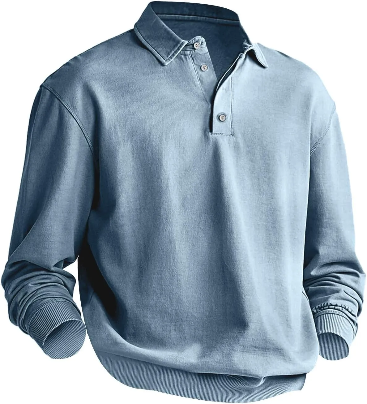 Mens Long Sleeve Casual Polo Shirts Quick Dry Outdoor Collared Golf Tee Tops Stretchy Solid Moisture Wicking Blouse