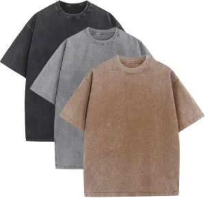 Men's Oversized Cotton T-Shirts Loose Fit Vintage Washed Tee Unisex Short Sleeve Casual Shirts Tops