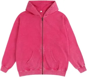 Mens Oversized Hoodies Unisex Vintage Hoodies Zip Up Acid Wash Sweatshirt for Men Heavyweight