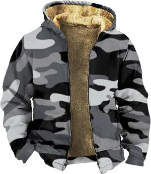 Men's Pullover Winter Workout Fleece Hoodie Jackets Full Zip Wool Warm Thick Coats