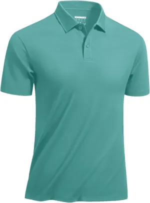 Mens Quick Dry Cotton Blend Golf Polos Shirts Short Sleeve Work T-Shirts Casual Outdoor Tee Pullover Tops
