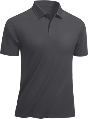Mens Quick Dry Cotton Blend Golf Polos Shirts Short Sleeve Work T-Shirts Casual Outdoor Tee Pullover Tops