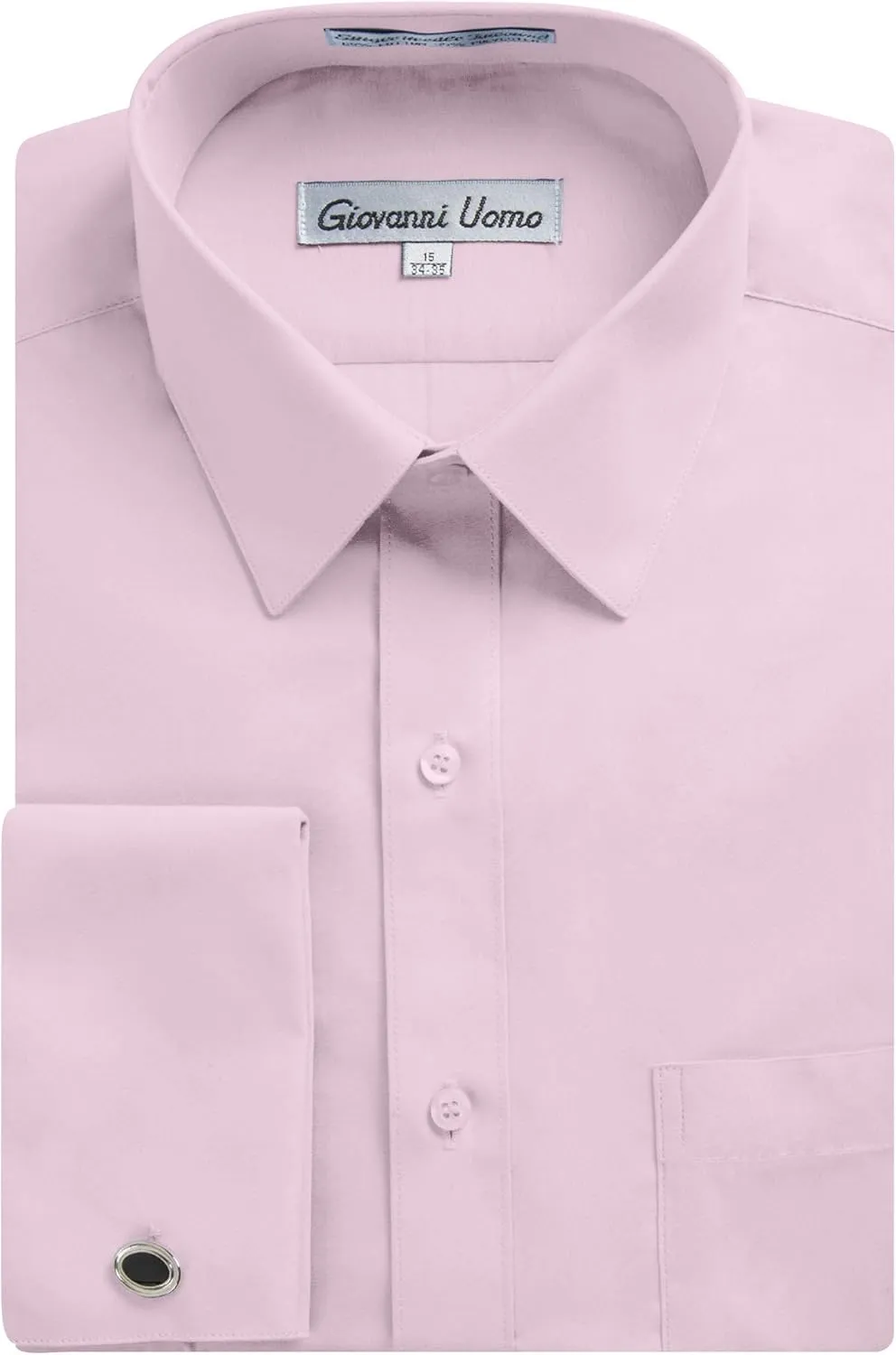 Men's Regular & Slim Fit French Cuff Solid Dress Shirt - Colors (Cufflink Included)