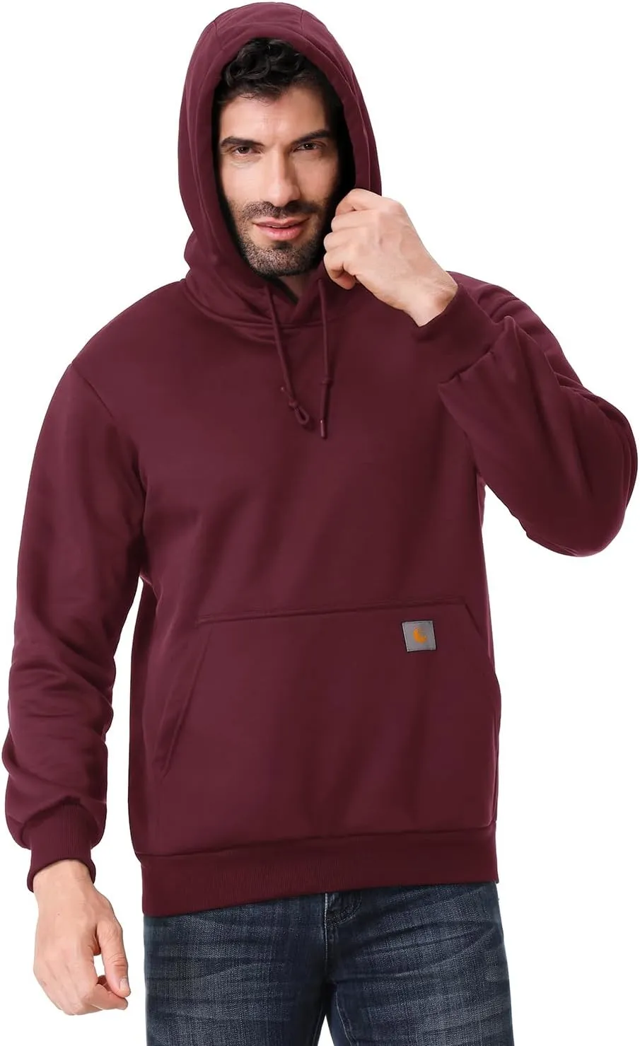 Men's Relaxed Fit Fleece-Lined Pullover Hooded Sweatshirt Comfortable and Soft